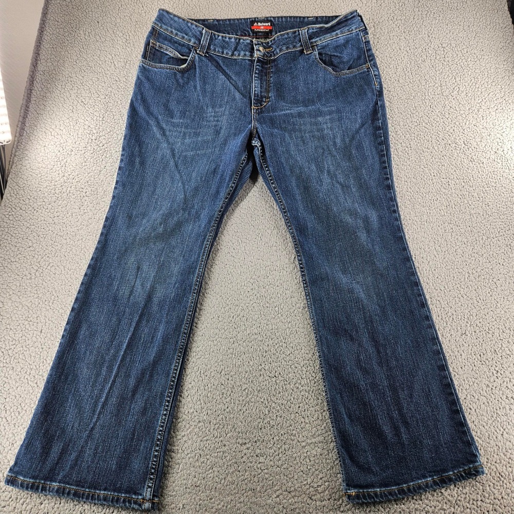 Bulwark FR Flame Resistant Denim Jeans Women 20 Blue High Rise Straight Workwear